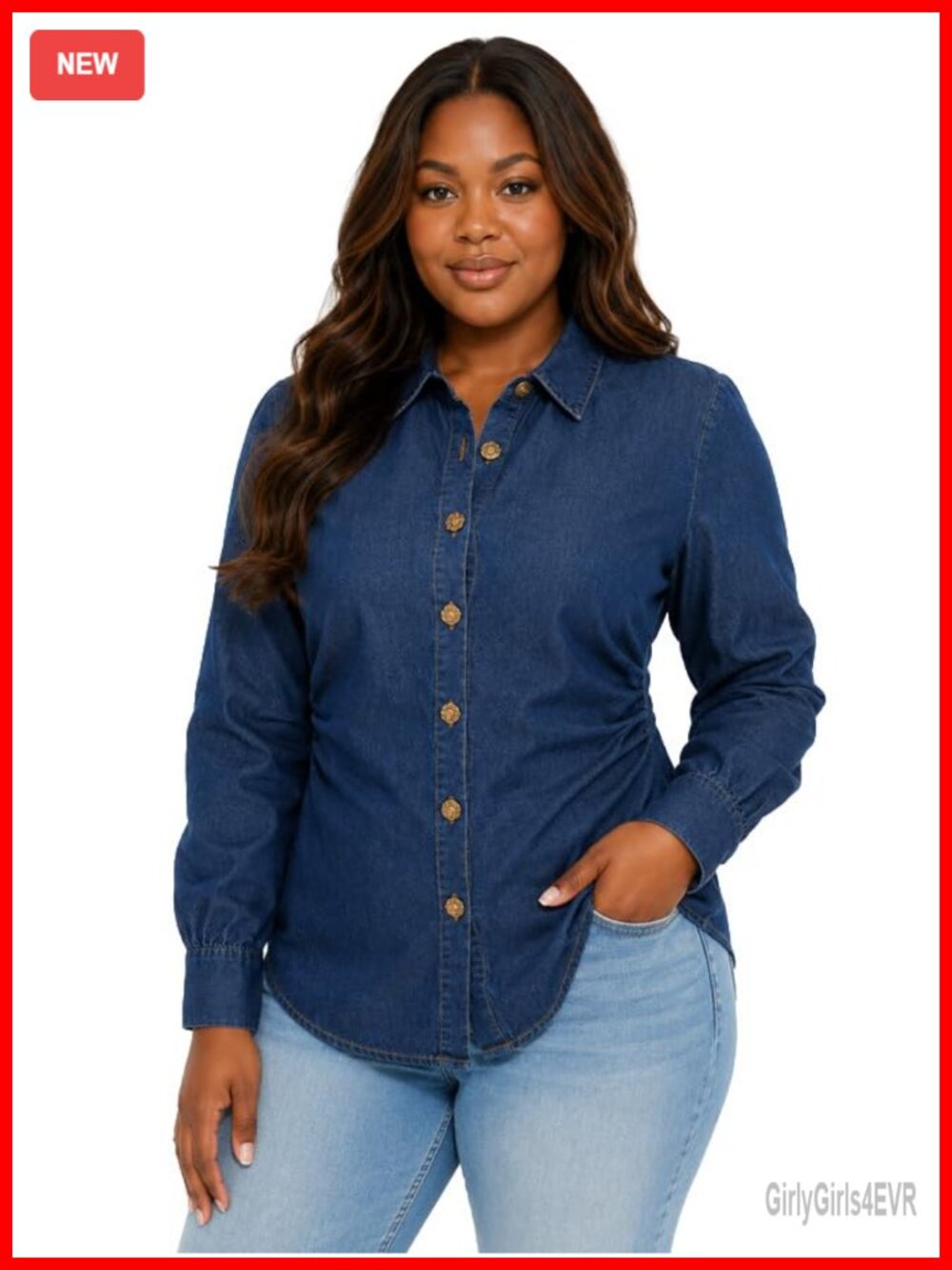 Cinched Waist Button Front Long Sleeve Blouse Office to Weekend Top